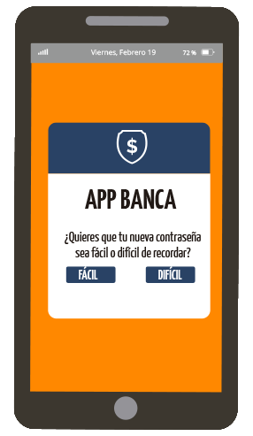 Ejemplo creación de contraseña de una app bancaria